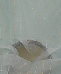 Sky Blue Semi Net Fabric with Zari Sequin lining