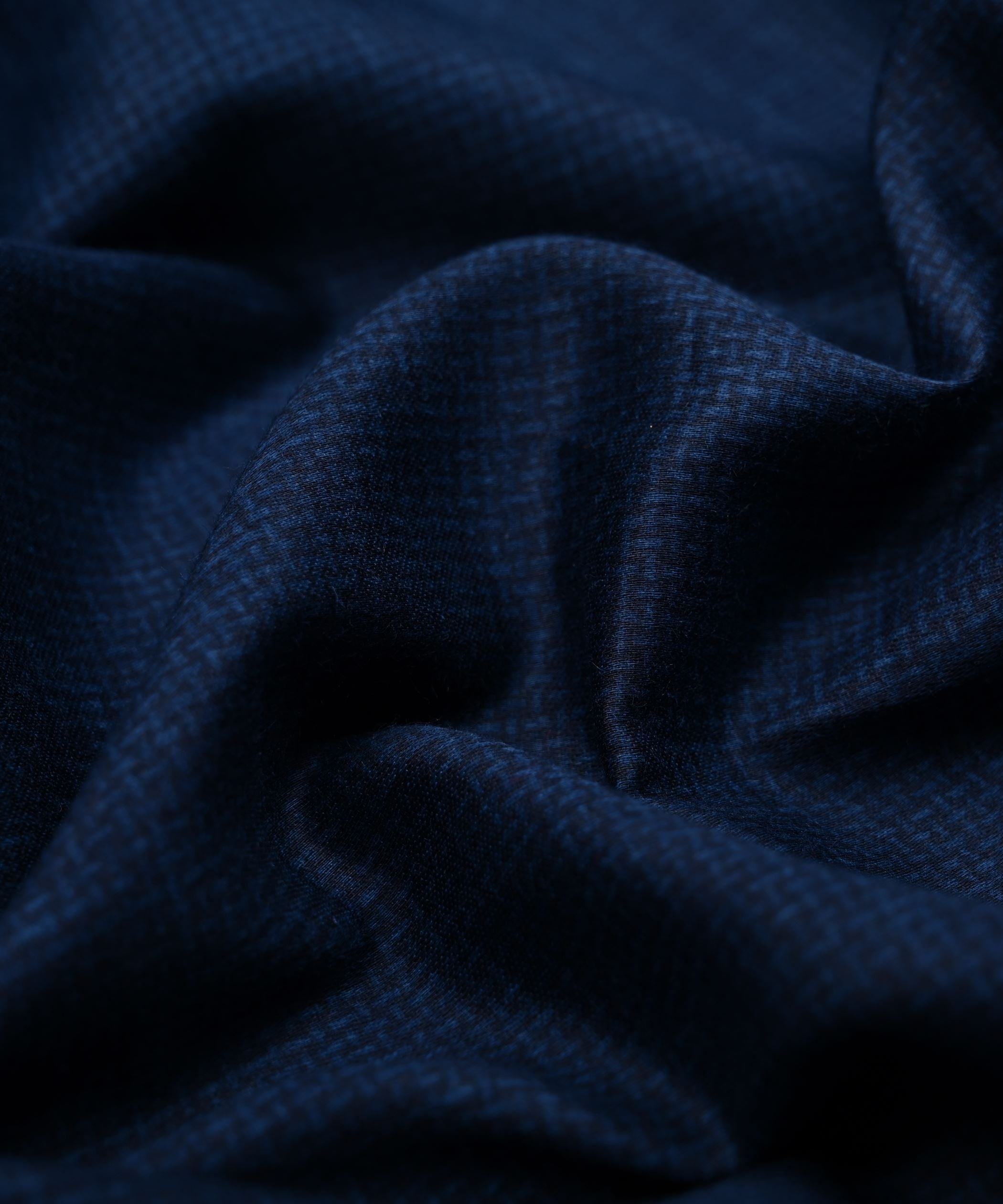 Navy Blue Printed Cotton Satin fabric-1