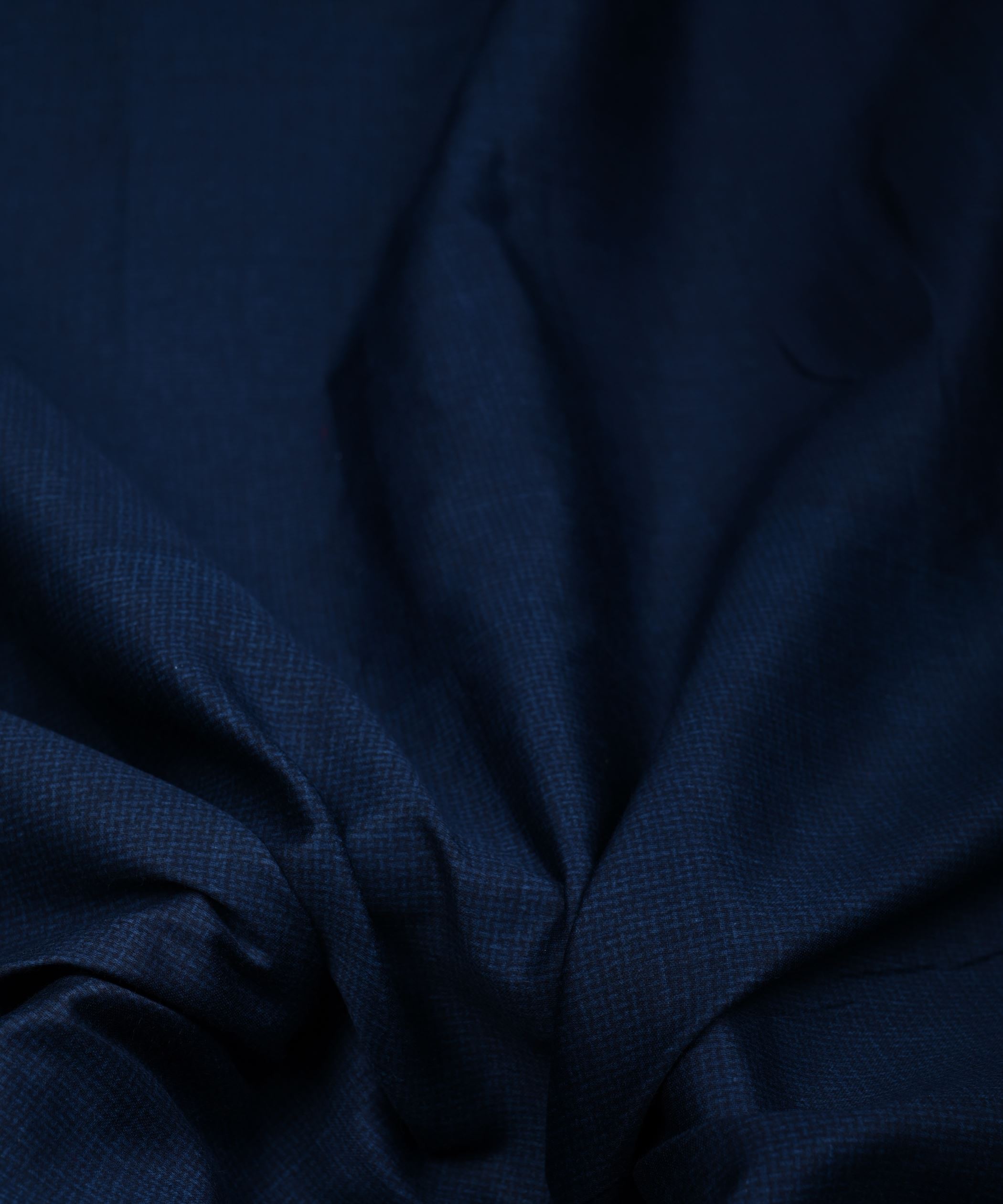 Navy Blue Printed Cotton Satin fabric-1