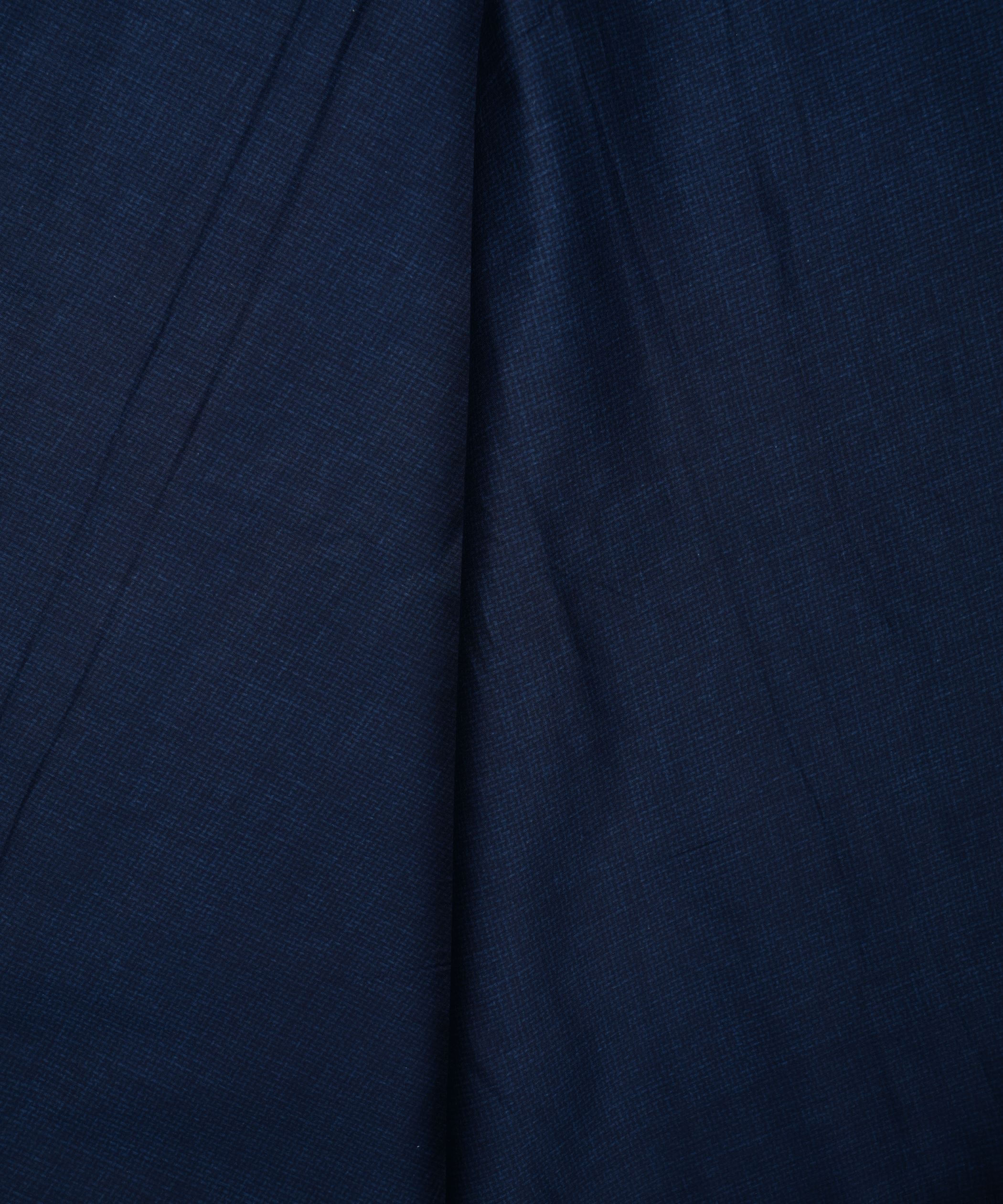 Navy Blue Printed Cotton Satin fabric-1