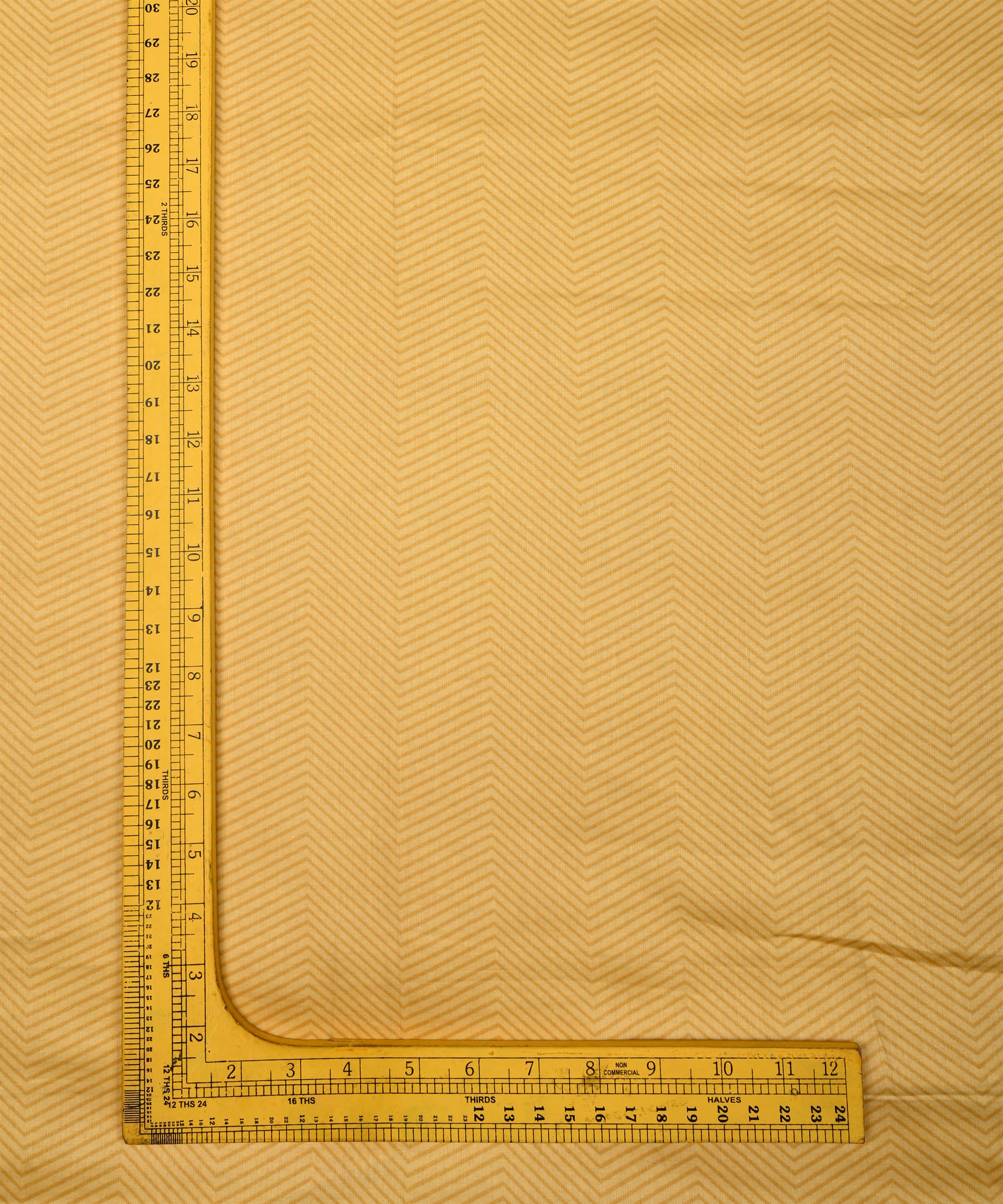Mustard Yellow Printed Cotton Satin fabric-2