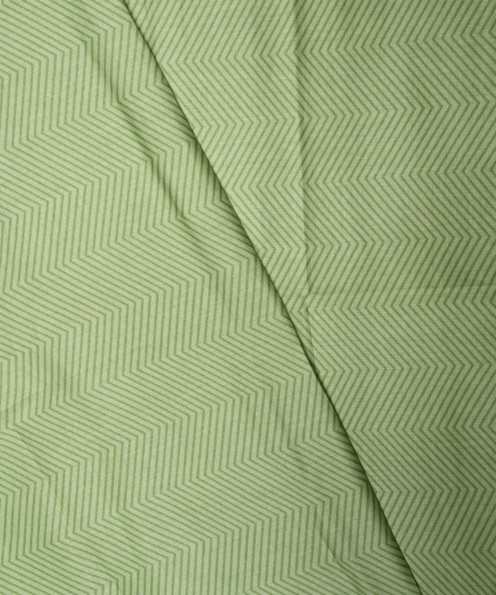 Pista Green Printed Cotton Satin fabric-2