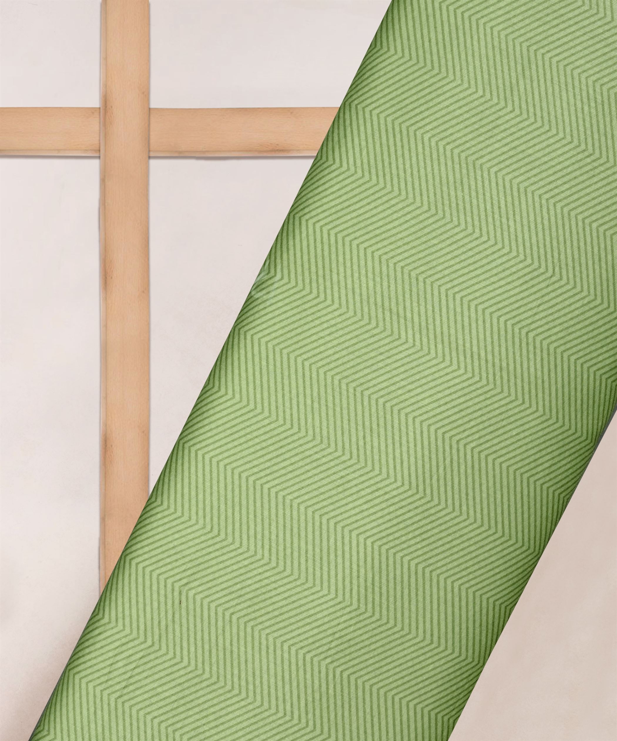 Pista Green Printed Cotton Satin fabric-2