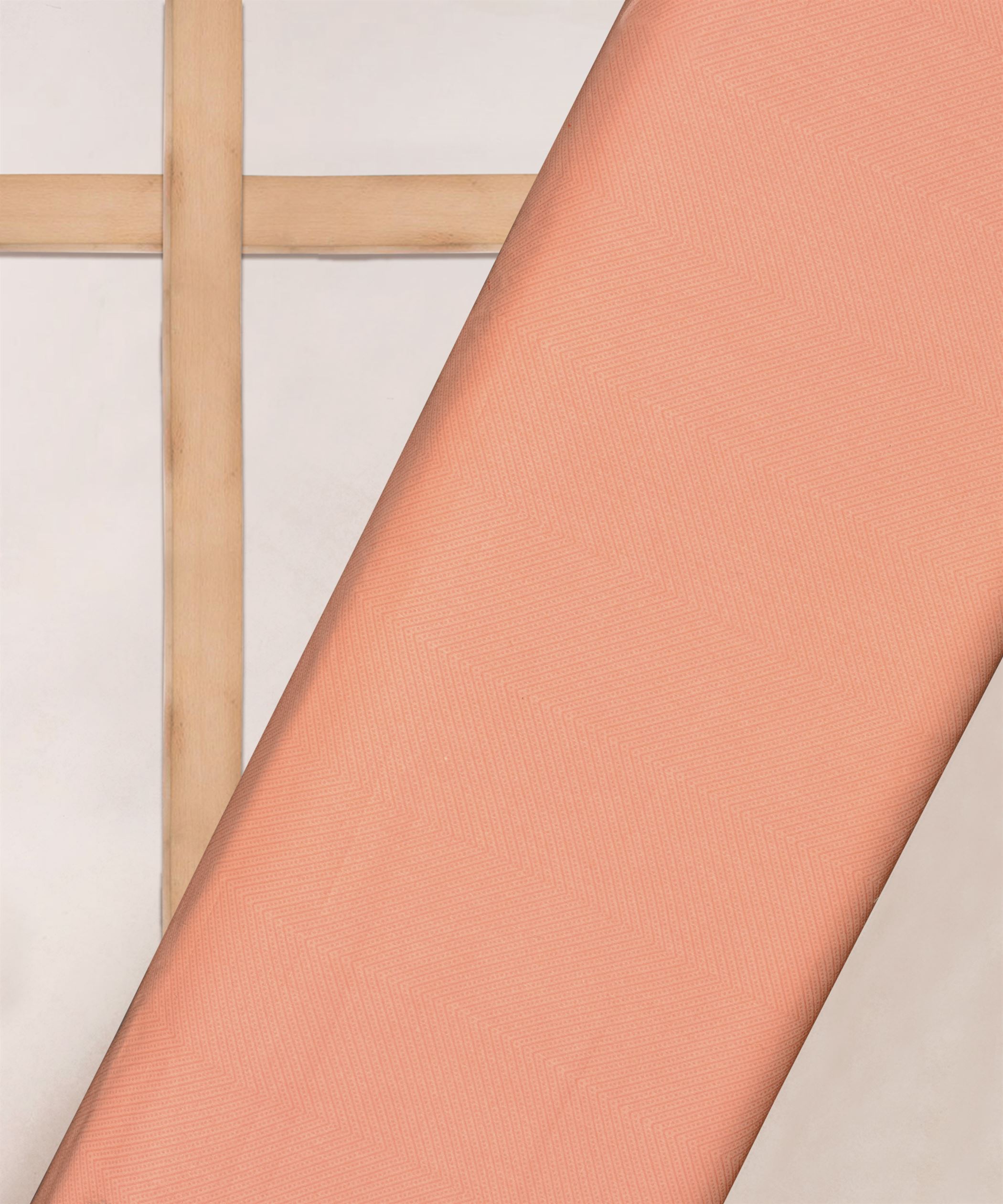 Peach Printed Cotton Satin fabric-3