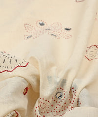 Maroon batik Handblock printed Mal Cotton fabric  with mirror work