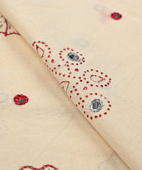 Maroon batik Handblock printed Mal Cotton fabric  with mirror work