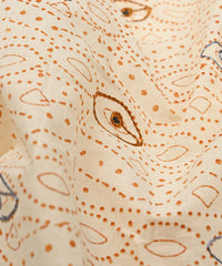 Brown printed Mal Cotton fabric with gray eye butta embroidery and  mirror work