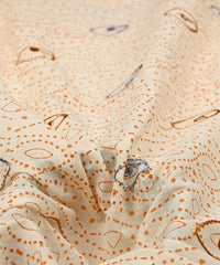 Brown printed Mal Cotton fabric with gray eye butta embroidery and  mirror work