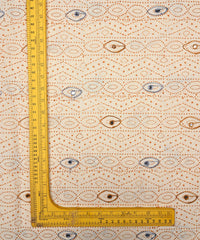 Brown printed Mal Cotton fabric with gray eye butta embroidery and  mirror work