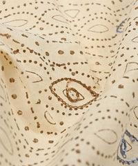 Olive green printed Mal Cotton fabric with gray eye butta embroidery and  mirror work