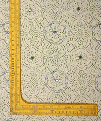 Green printed Mal Cotton fabric with mirror work