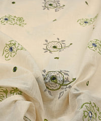 Gray batik Handblock printed Mal Cotton fabric  with mirror work