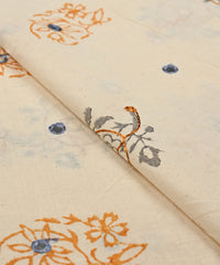 Rust batik Handblock printed Mal Cotton fabric with mirror work