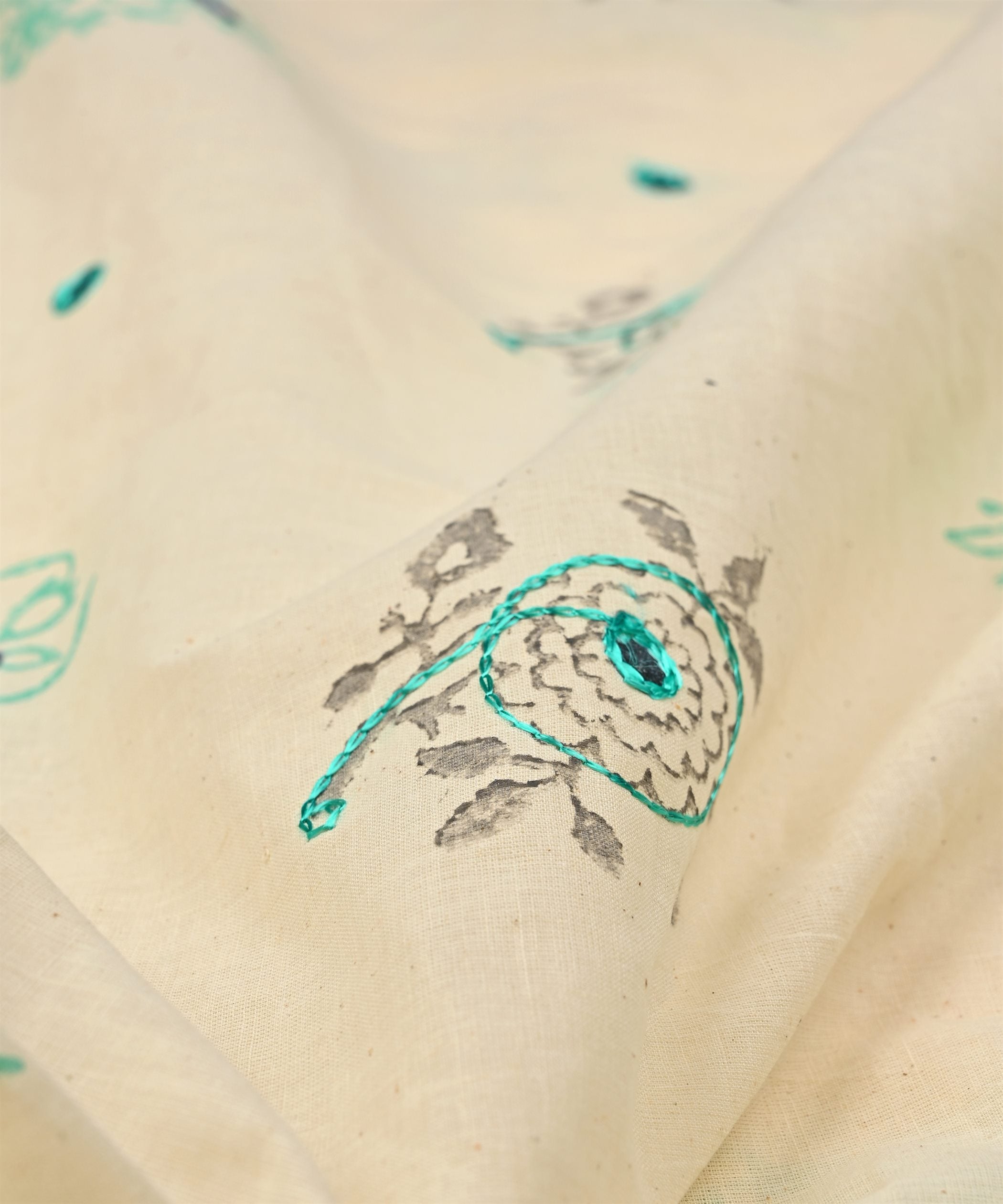 Rama batik Handblock printed Mal Cotton fabric with mirror work