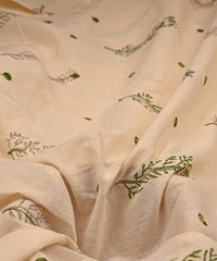 Green batik Handblock printed Mal Cotton fabric with mirror work