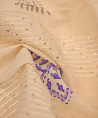 Emroidered Purple batik Handblock printed Mal Cotton fabric with mirror work