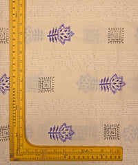 Emroidered Purple batik Handblock printed Mal Cotton fabric with mirror work