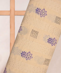 Emroidered Purple batik Handblock printed Mal Cotton fabric with mirror work
