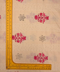 Emroidered Pink batik Handblock printed Mal Cotton fabric with mirror work