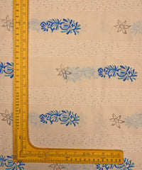 Embroidered blue batik Handblock printed Mal Cotton fabric with mirror work