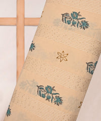 Embroidered Navy blue batik Handblock printed Mal Cotton fabric with mirror work