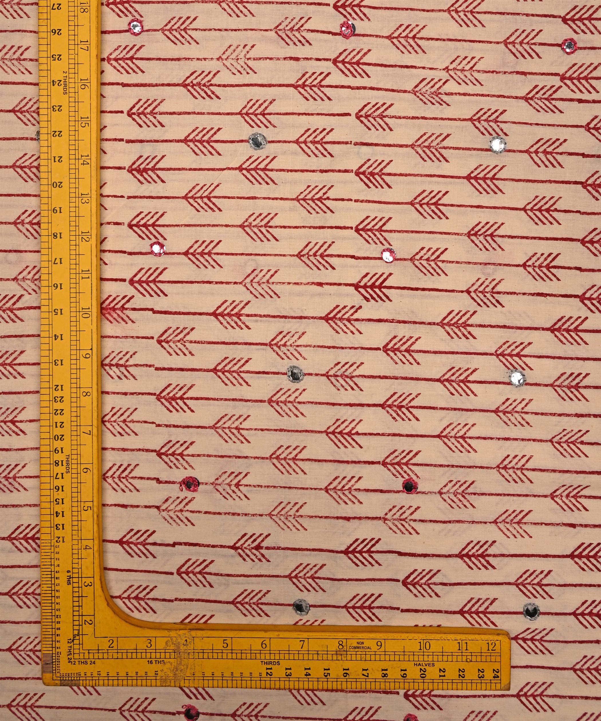 Red batik Handblock printed Mal Cotton fabric