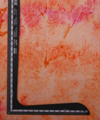Orange Textured silk Fabric with Spray Print