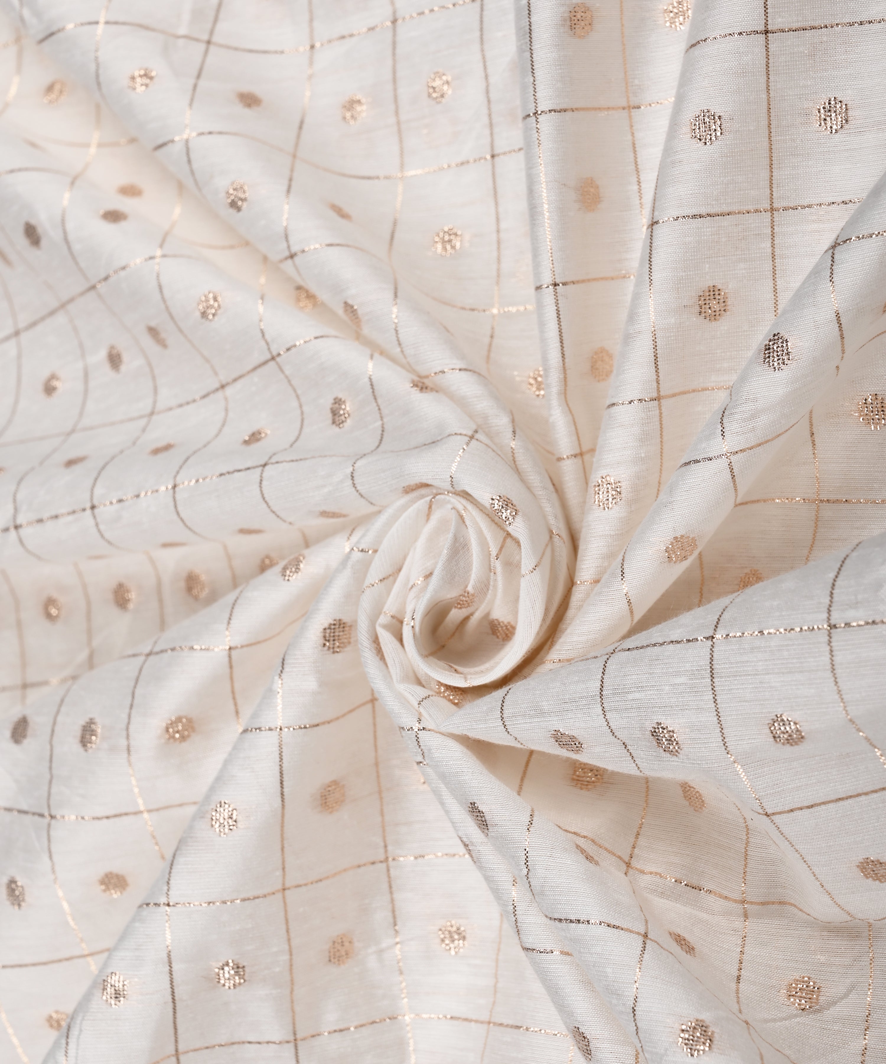 Chanderi Cotton Dyeable Fabric with Jari Checks