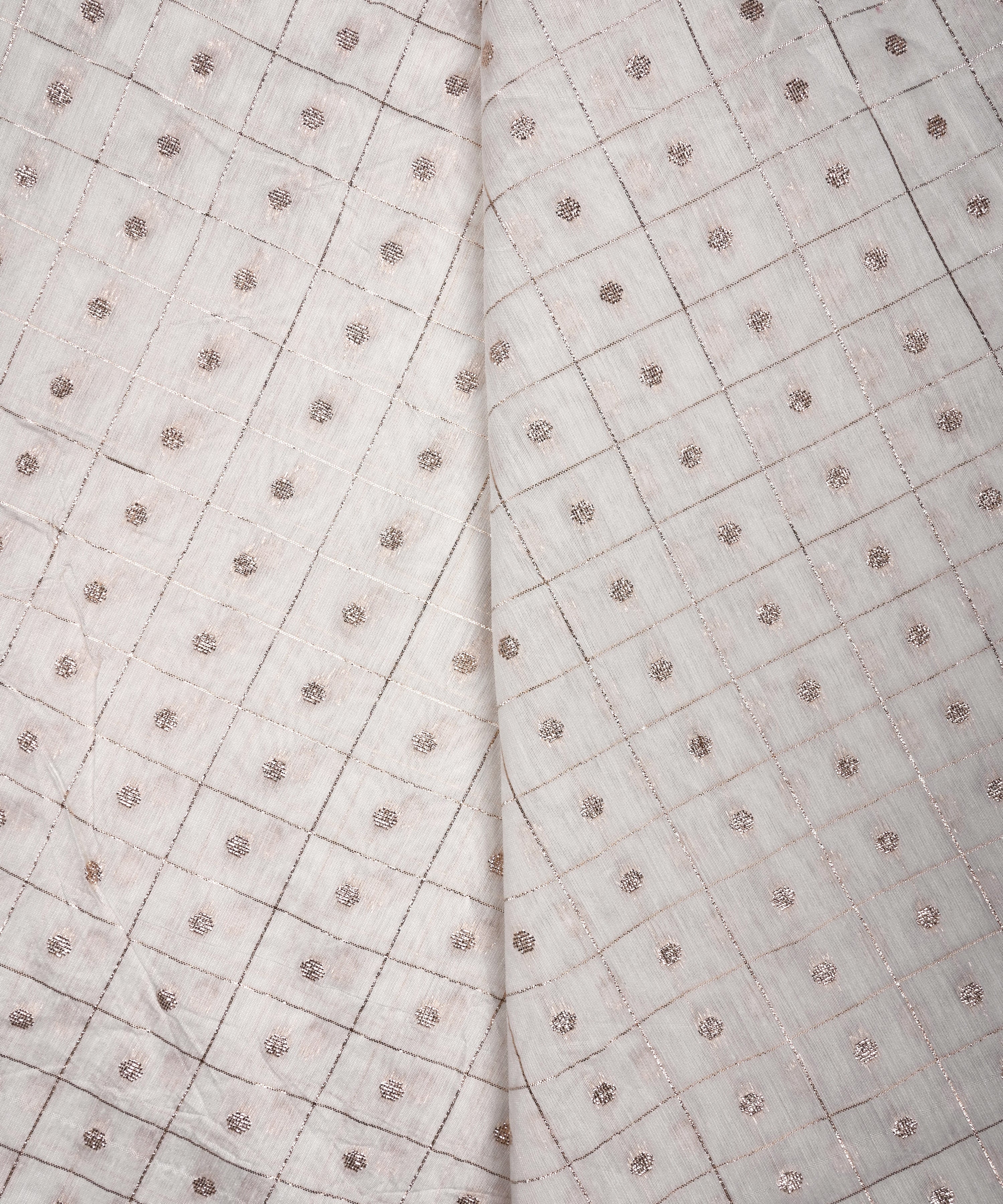 Chanderi Cotton Dyeable Fabric with Jari Checks