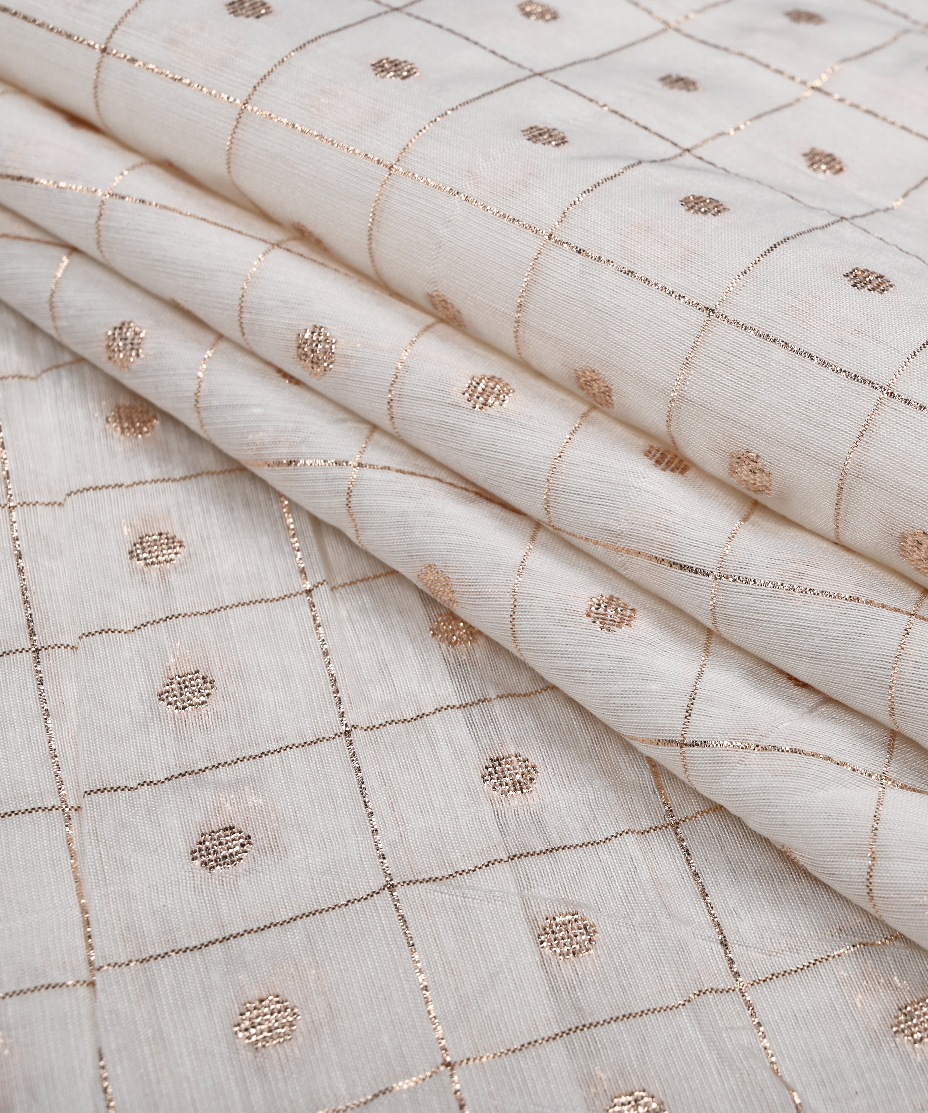 Chanderi Cotton Dyeable Fabric with Jari Checks