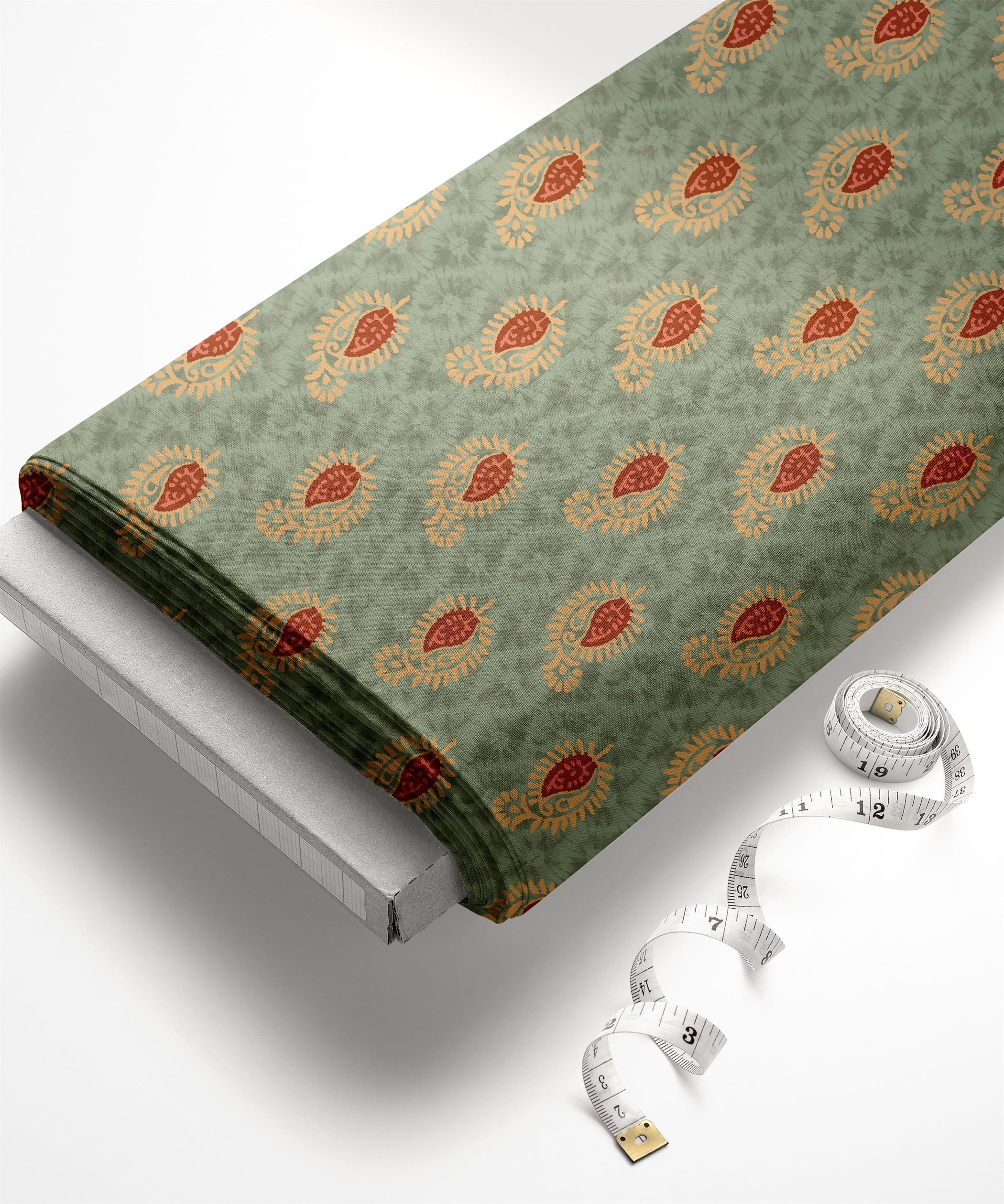 Sage Green-Shibori with Batik Print