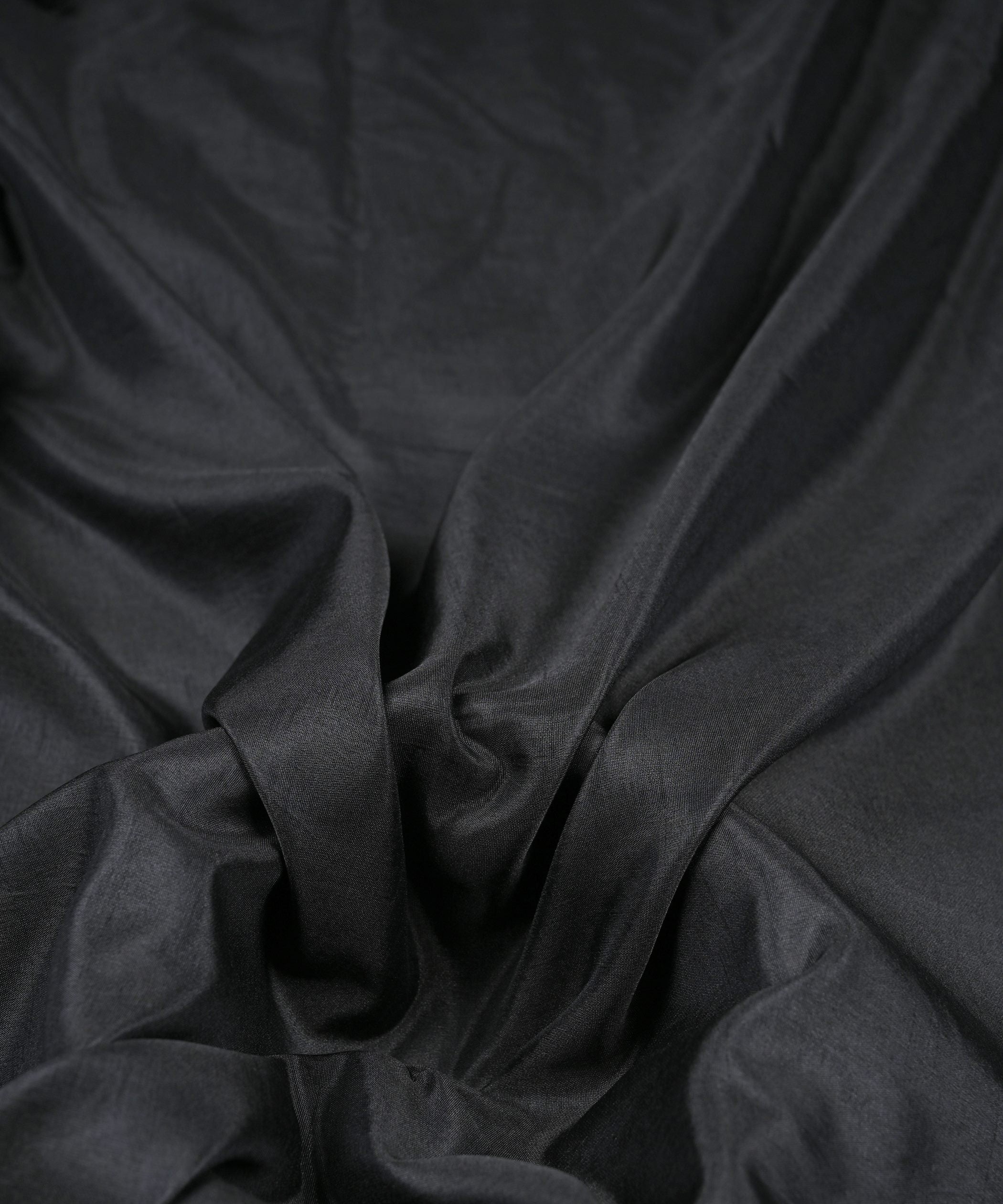 Black Plain Dyed Sana Silk Fabric