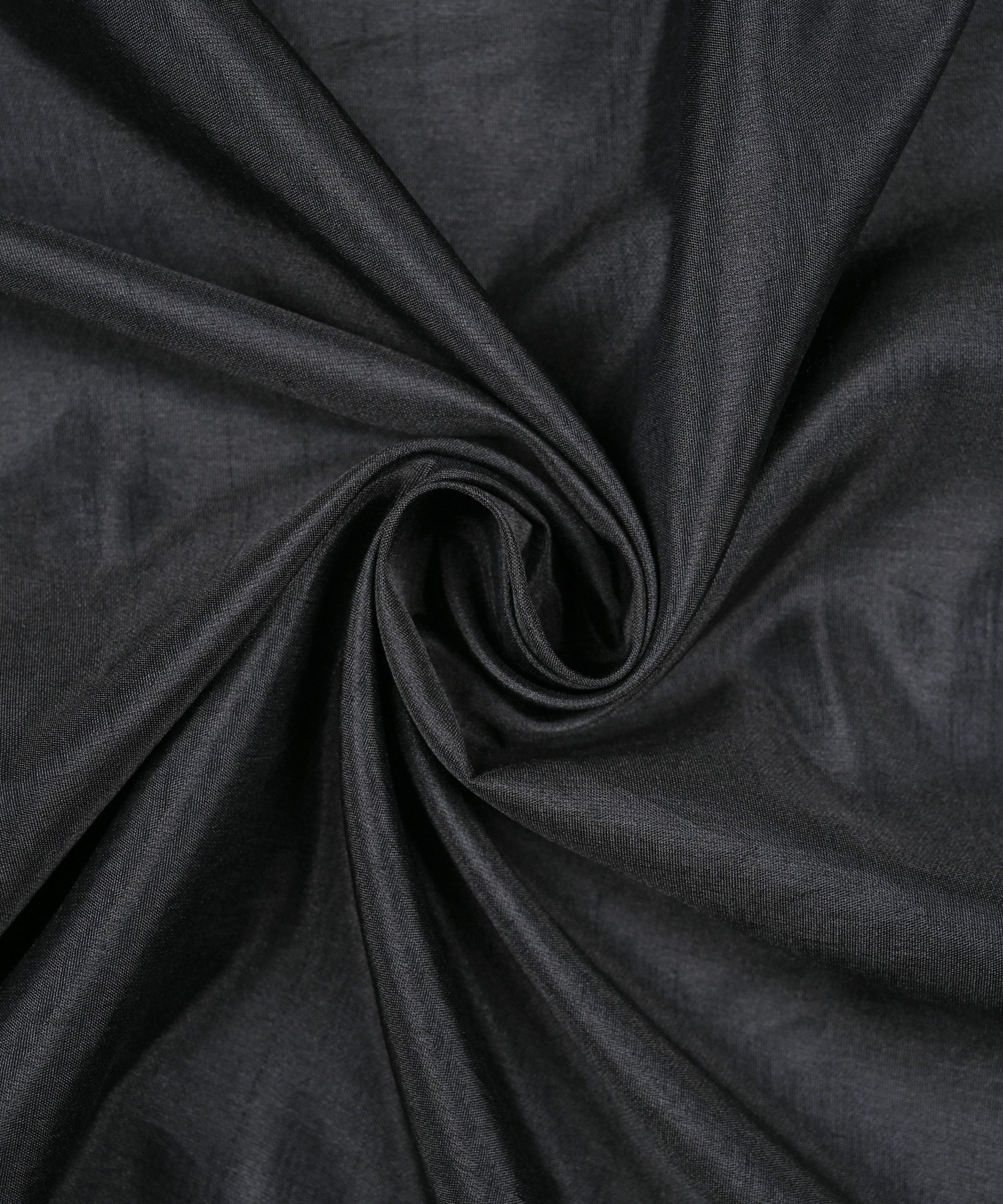 Black Plain Dyed Sana Silk Fabric