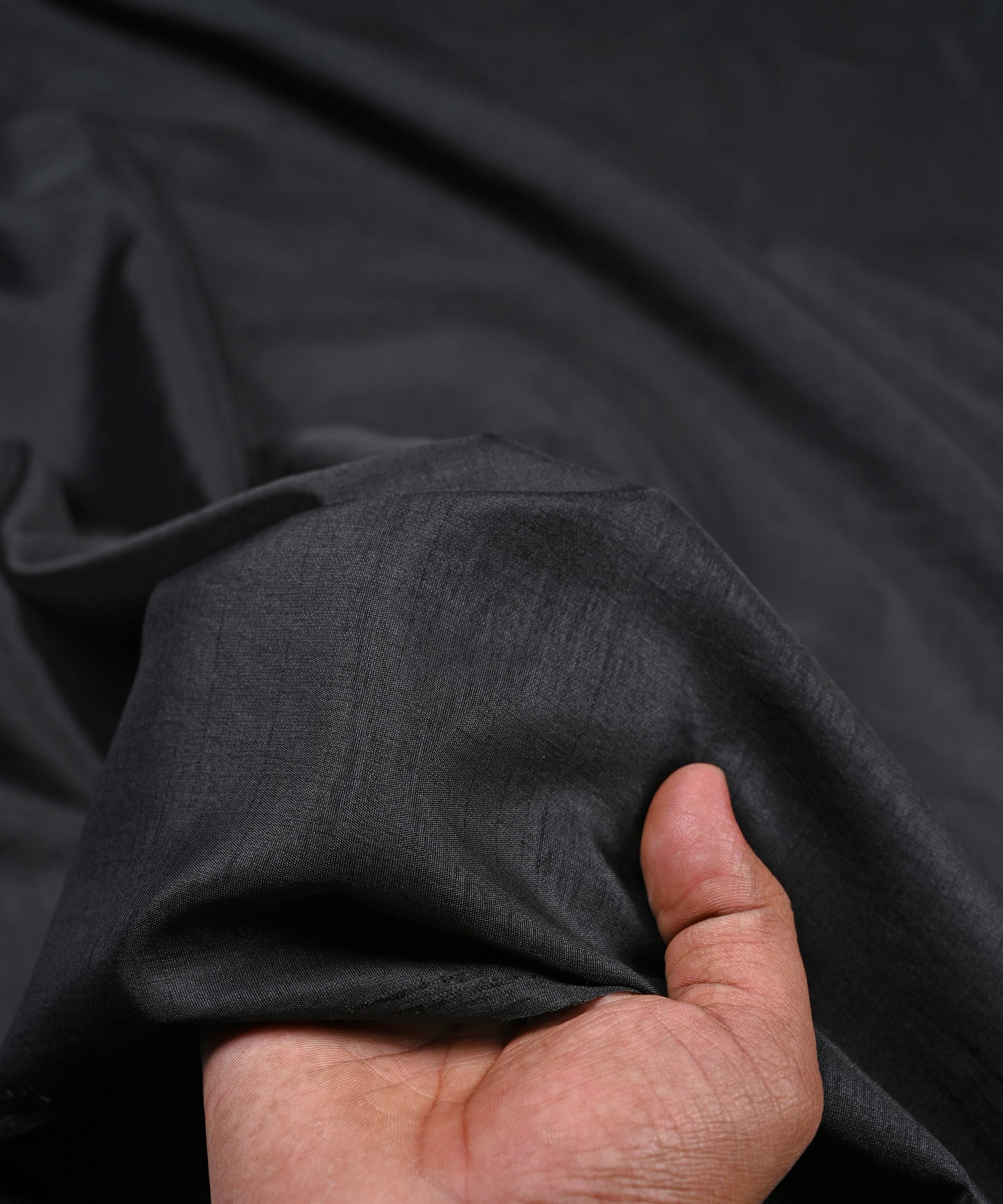 Black Plain Dyed Sana Silk Fabric