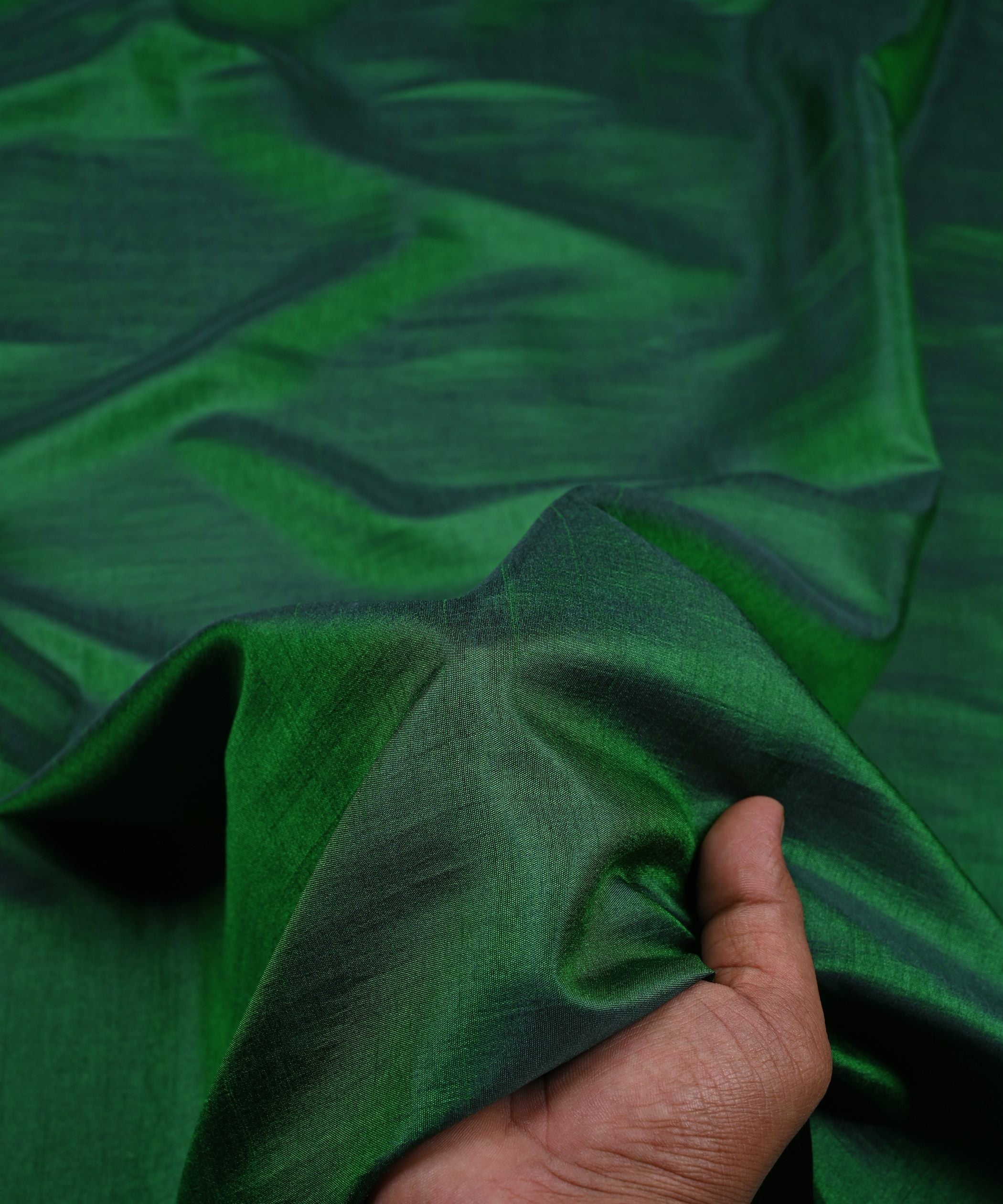 Bottle Green Plain Dyed Sana Silk Fabric