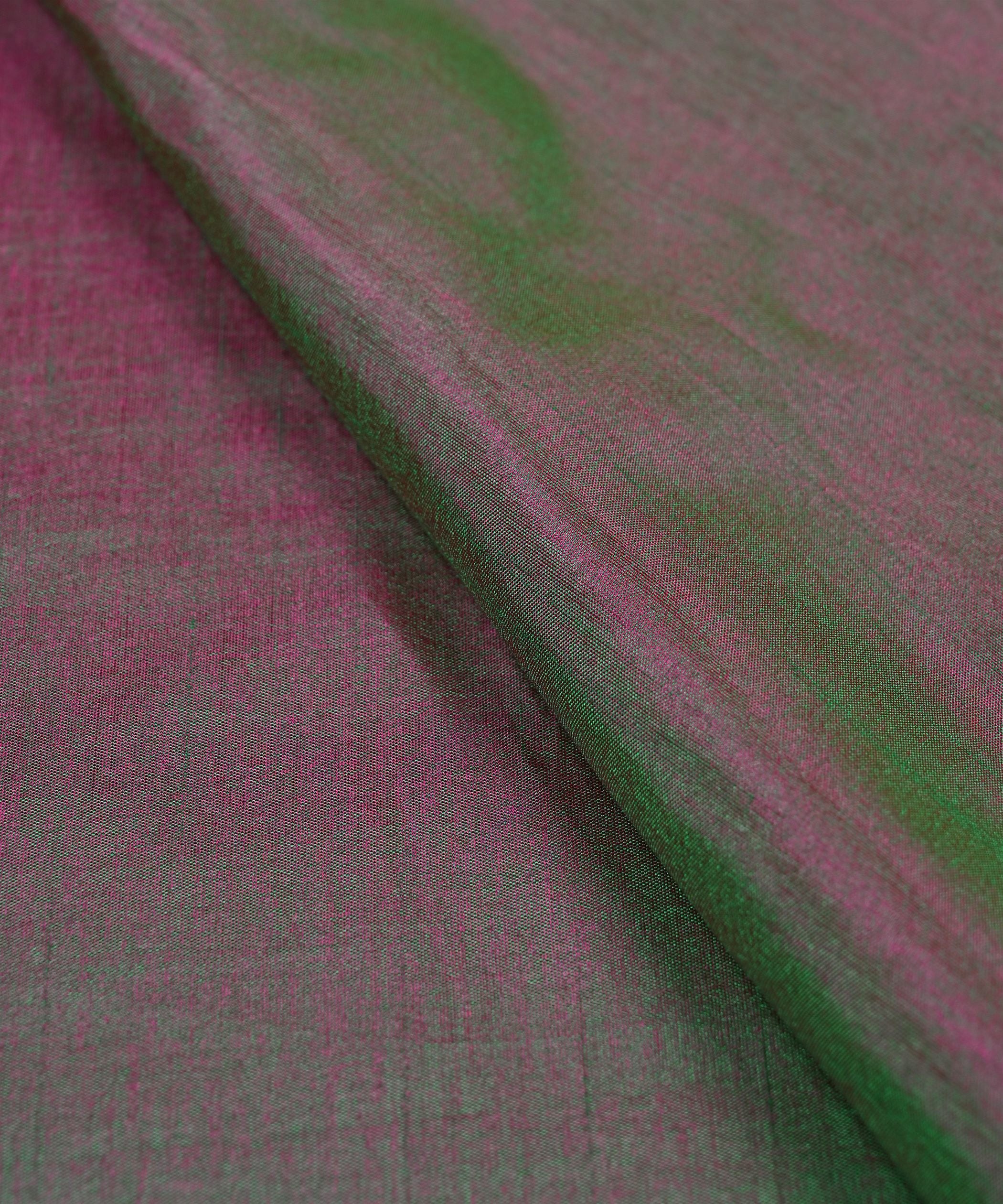 Hot Pink-Green Plain Dyed Sana Silk Fabric