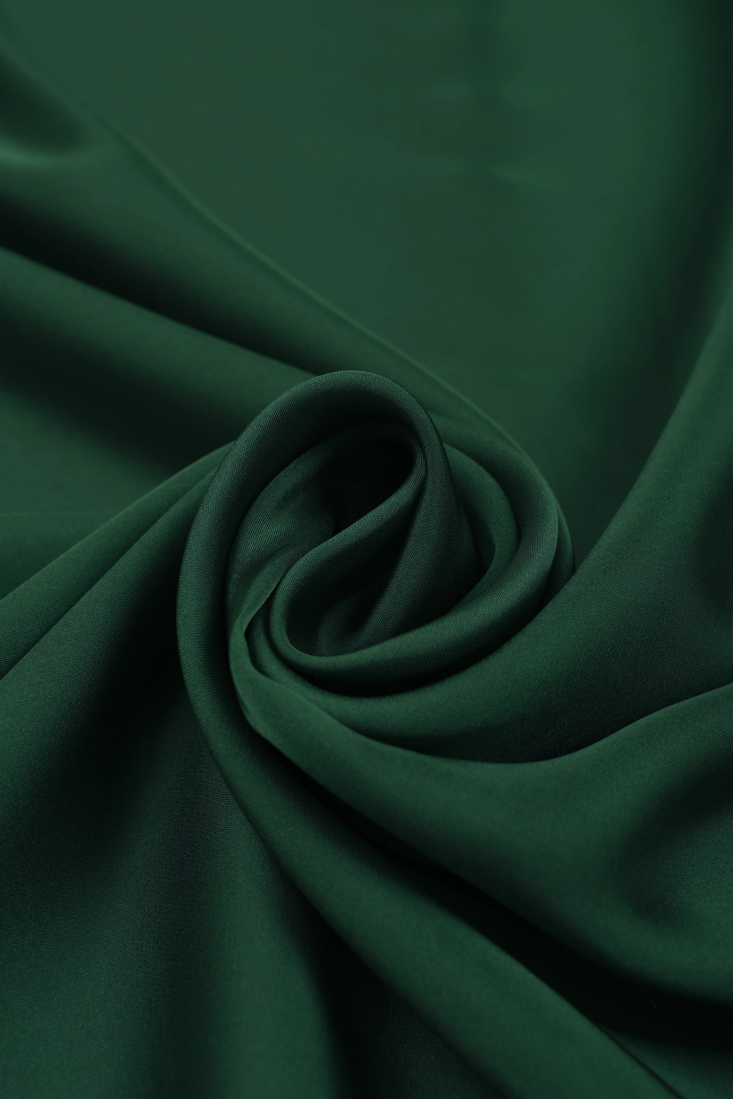 Cationic Bottle Green Plain Dyed Satin Georgette Fabric