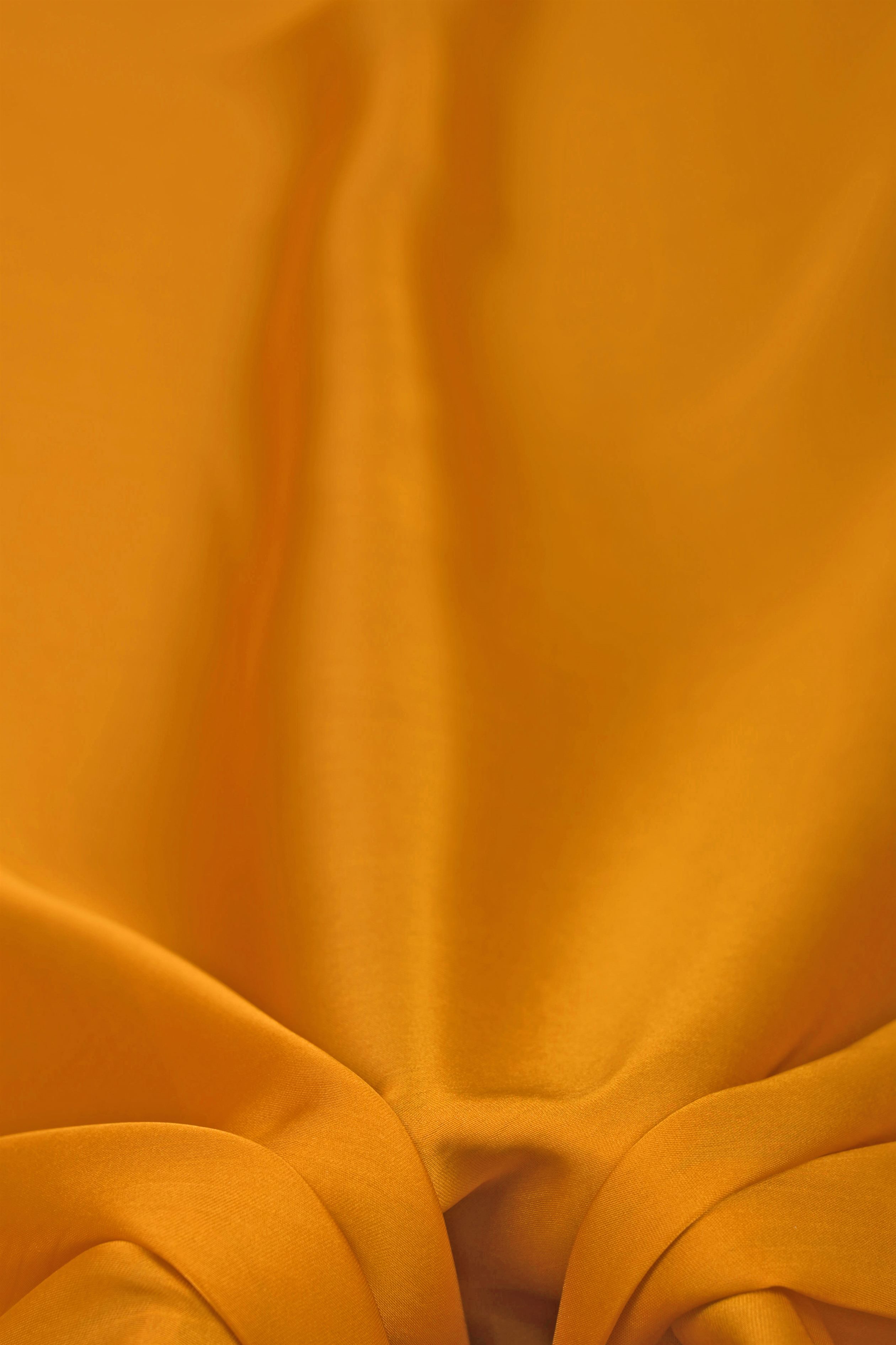Cationic Mustard Yellow Plain Dyed Satin Georgette Fabric