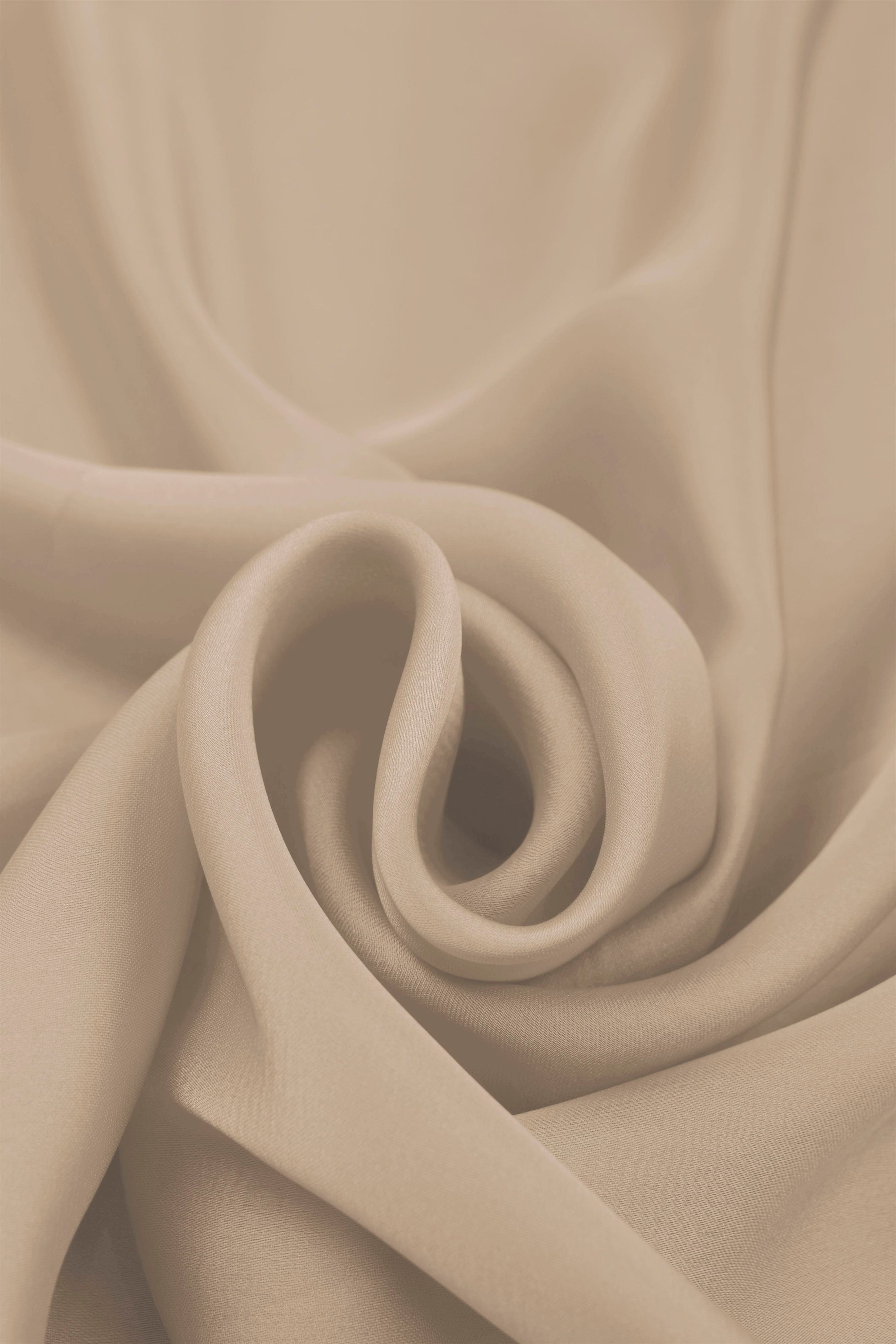 Dark Bonewhite Plain Dyed Satin Georgette Fabric