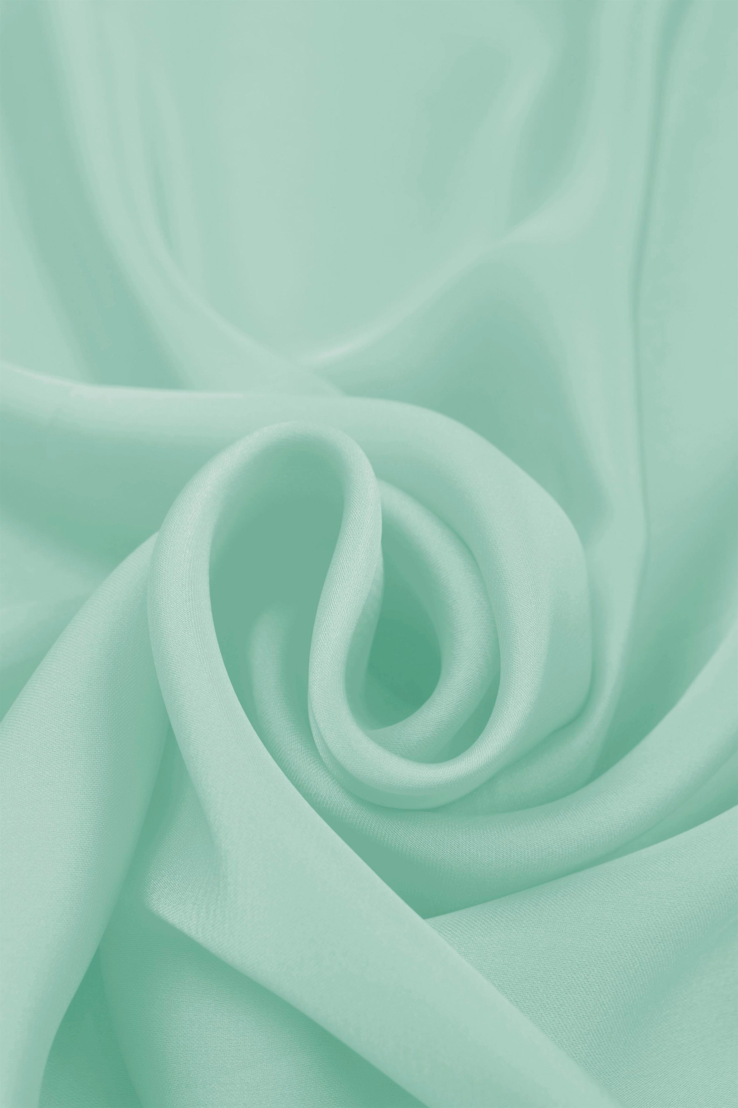 Glossy Mint Plain Dyed Satin Georgette Fabric