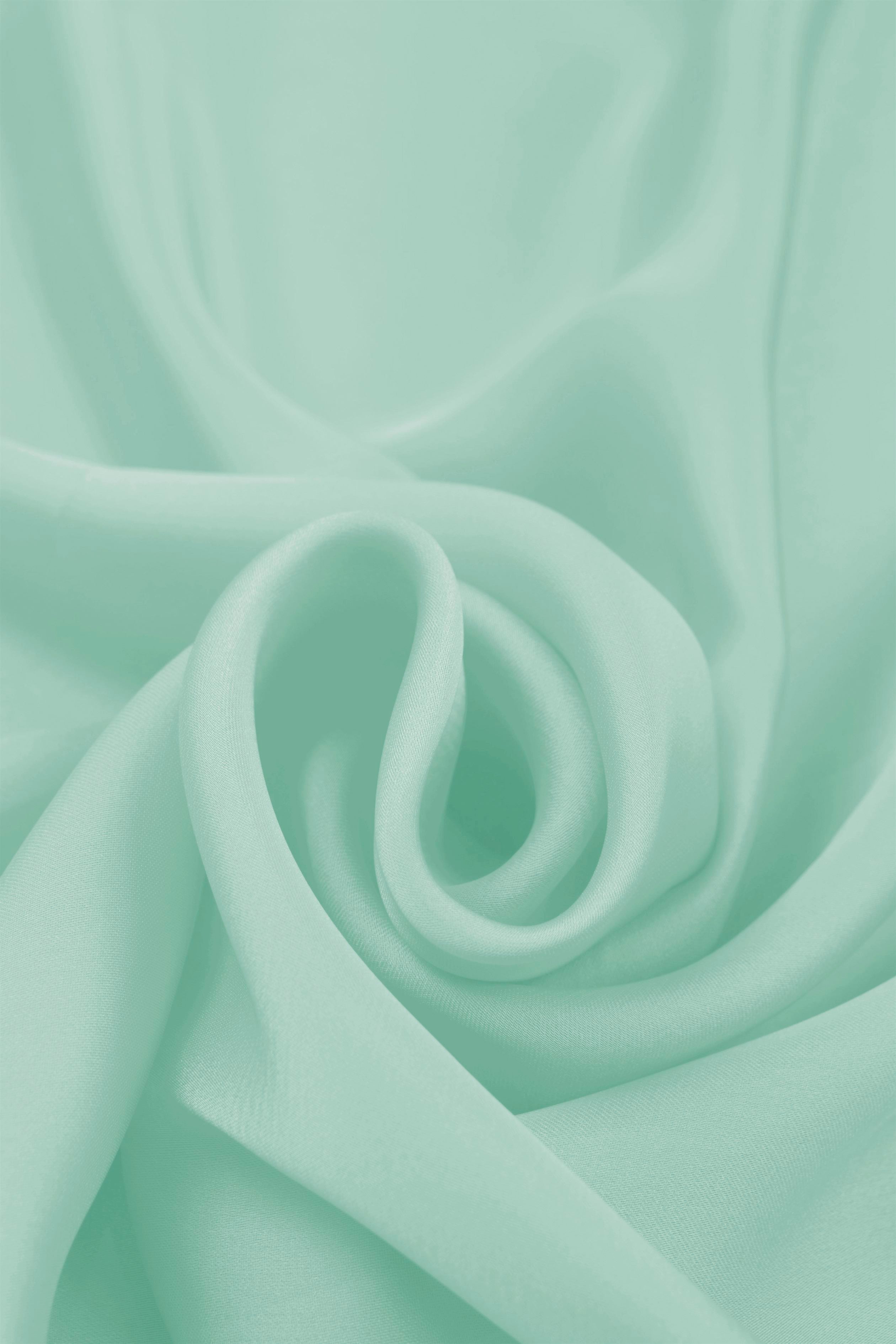 Glossy Mint Plain Dyed Satin Georgette Fabric