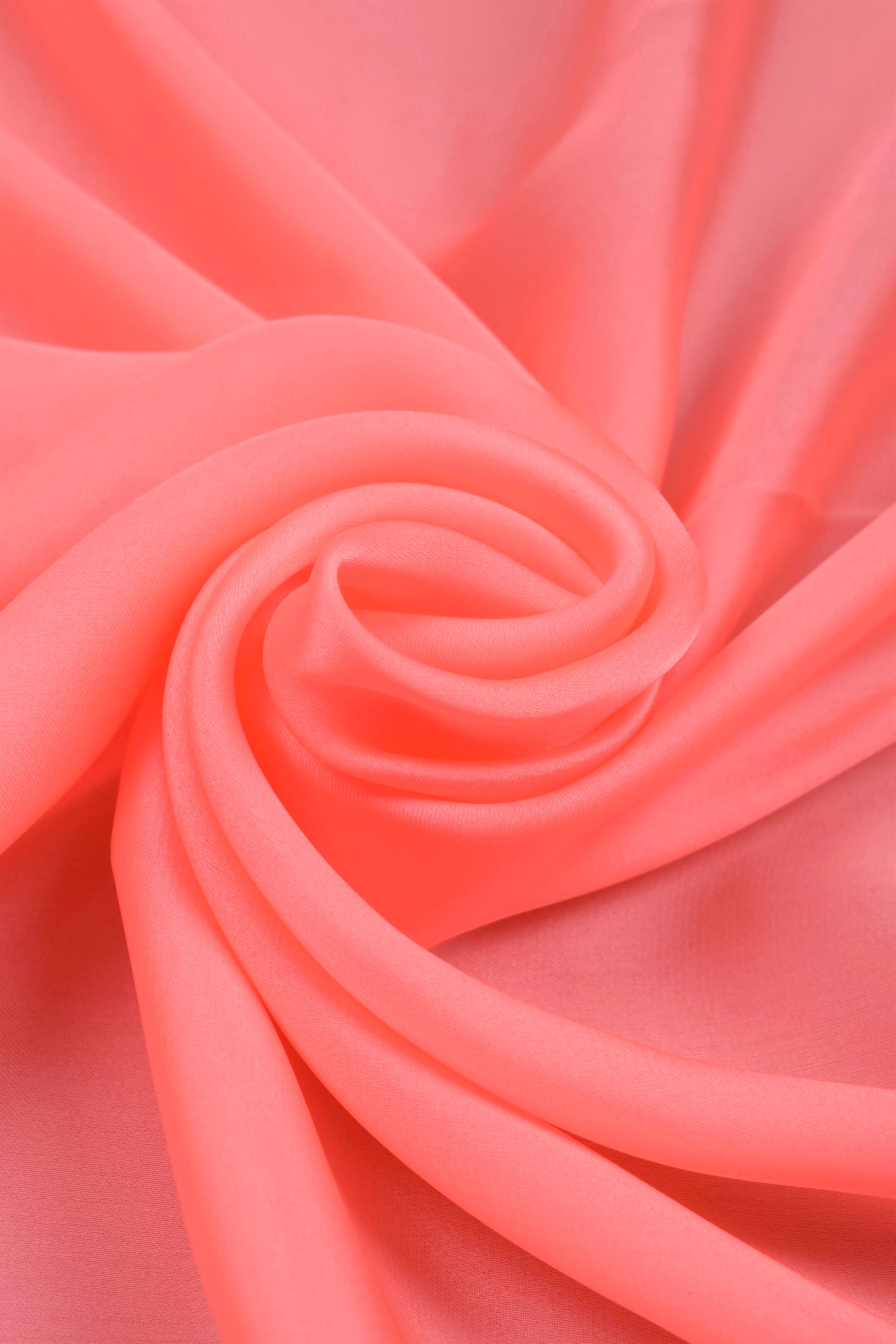 Glossy Pink Plain Dyed Satin Georgette Fabric