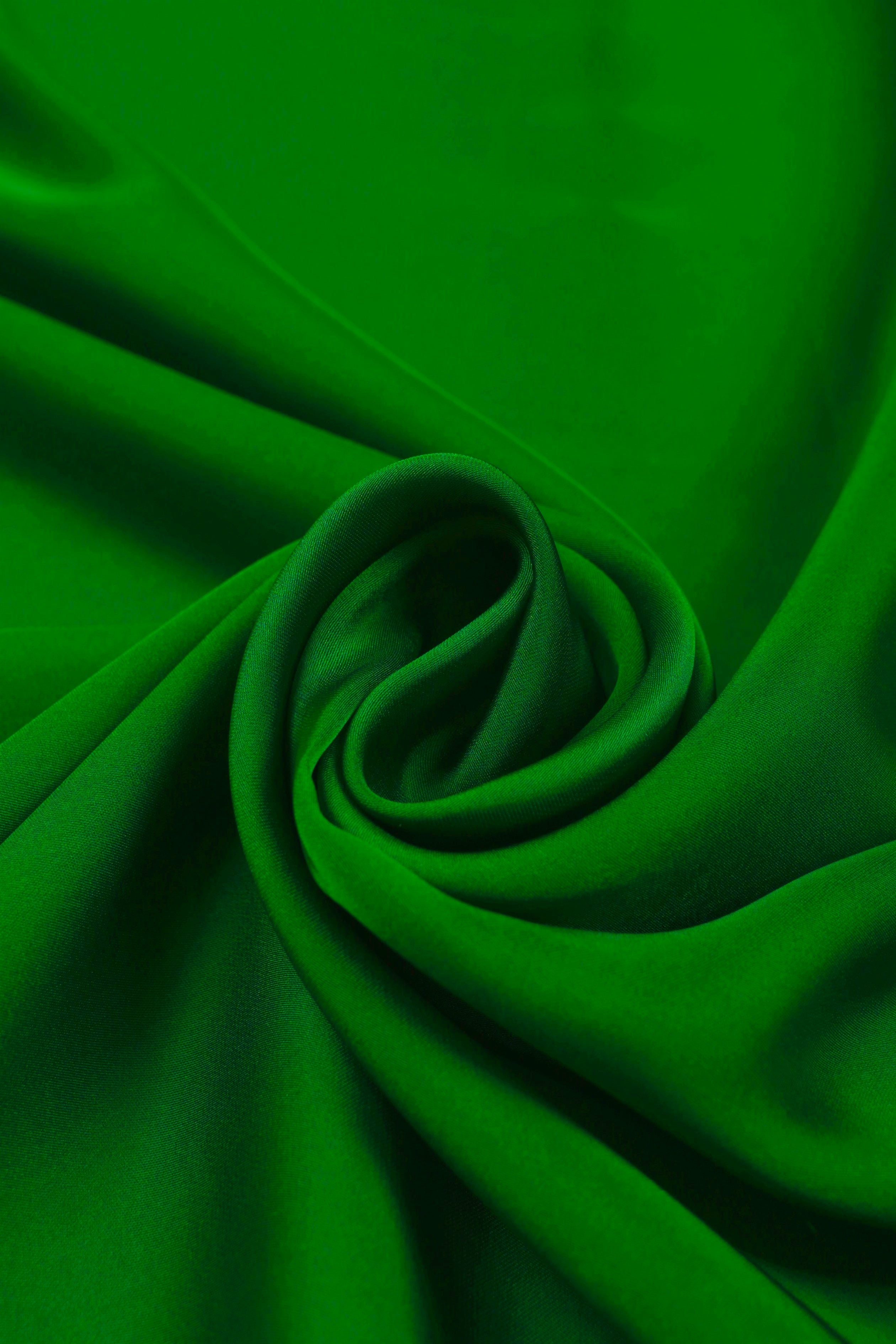 Green Plain Dyed Satin Georgette Fabric