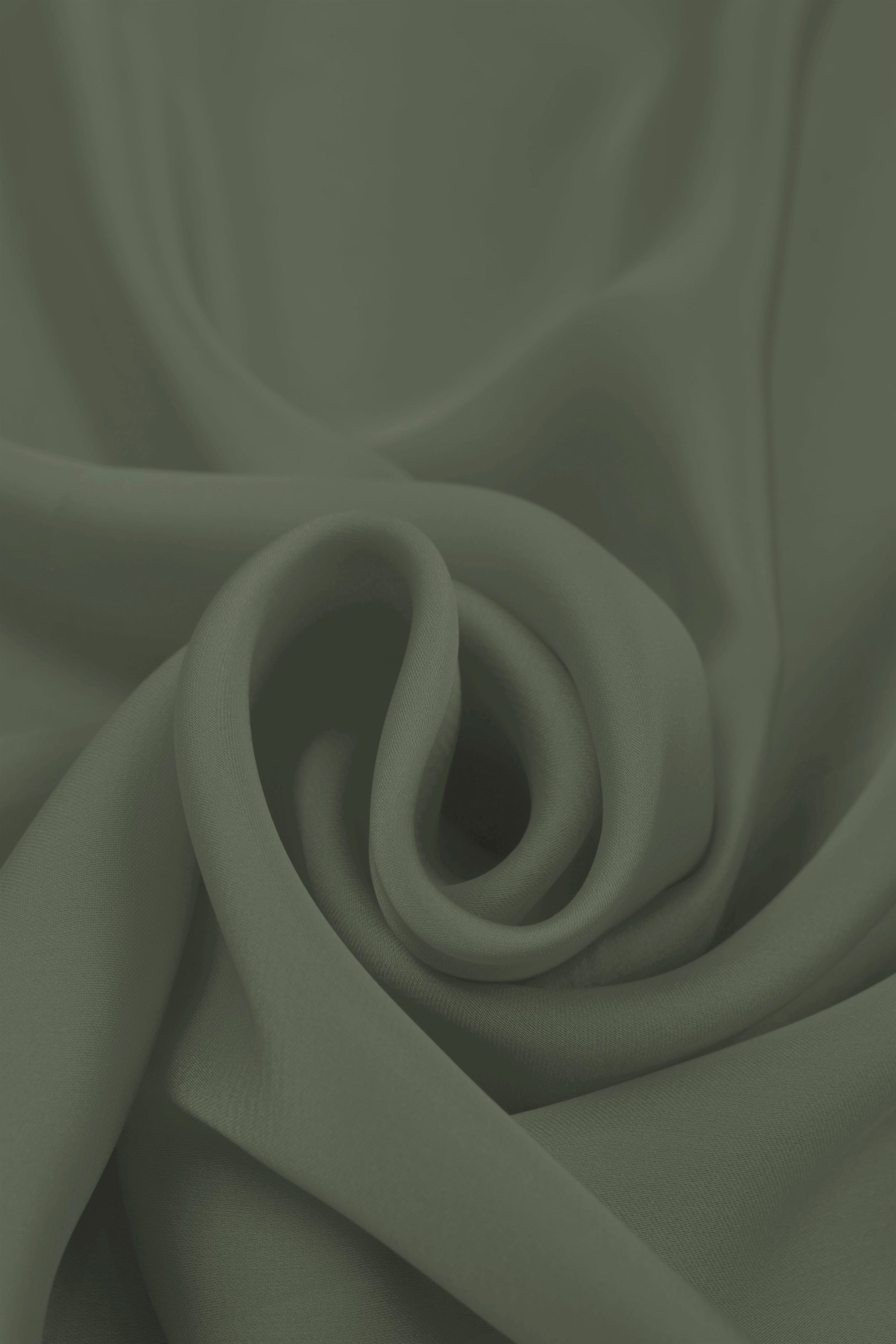 Grey Green  Plain Dyed Satin Georgette Fabric