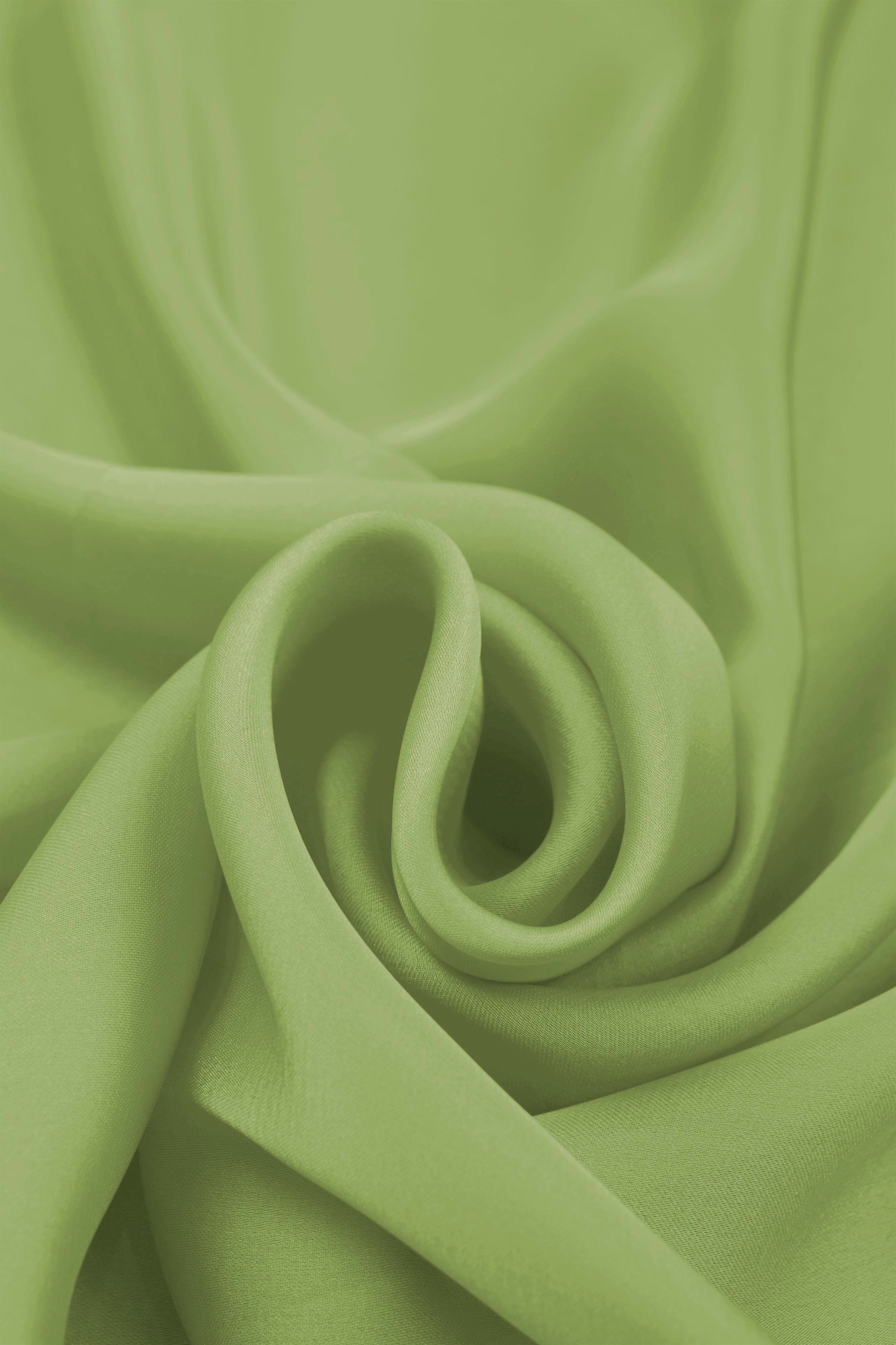 Light Olive Green Plain Dyed Satin Georgette Fabric