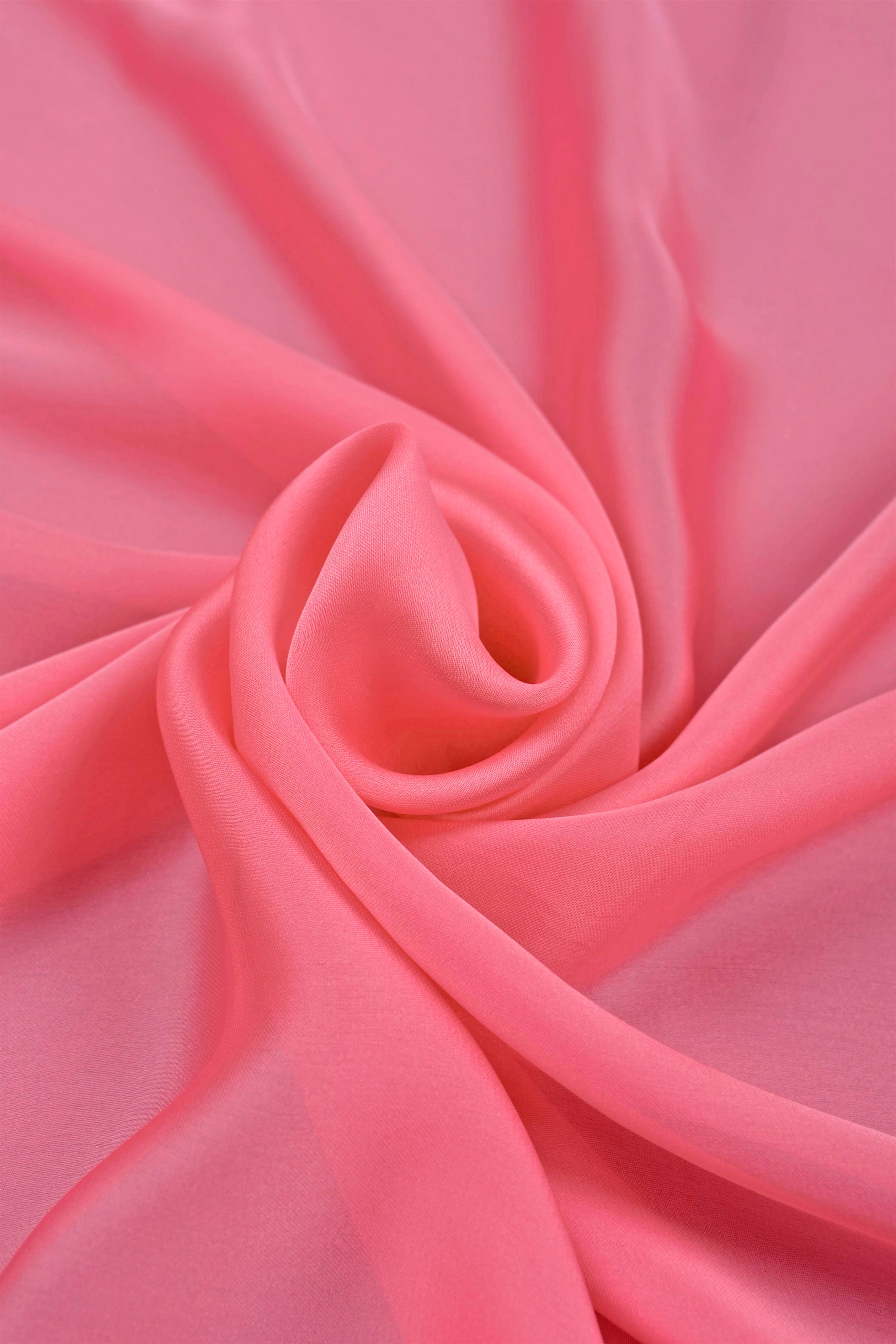 Peach Plain Dyed Satin Georgette Fabric