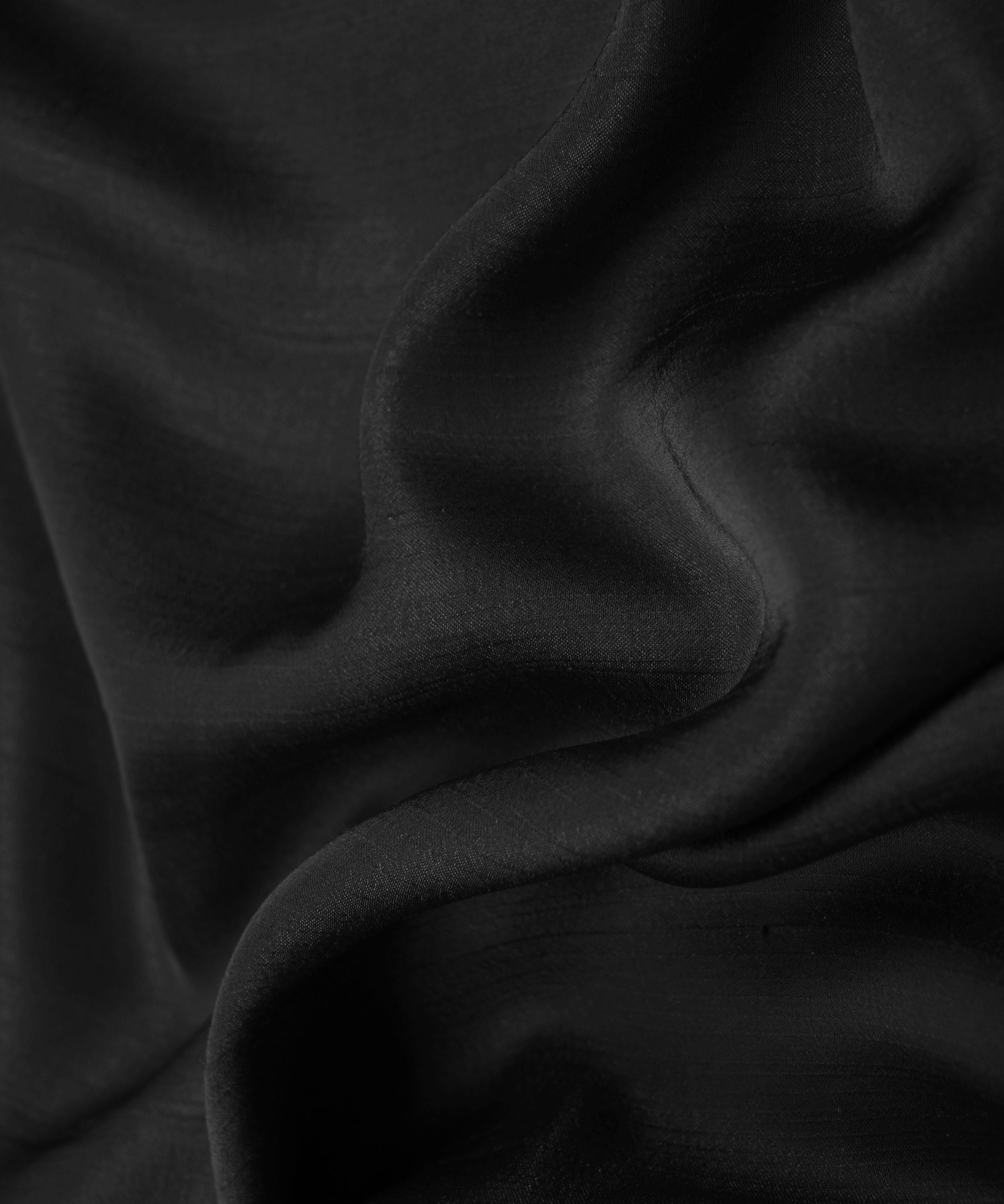 Black Plain Satin Georgette Slub Fabric