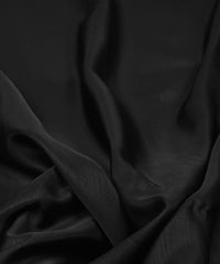 Black Plain Satin Georgette Slub Fabric