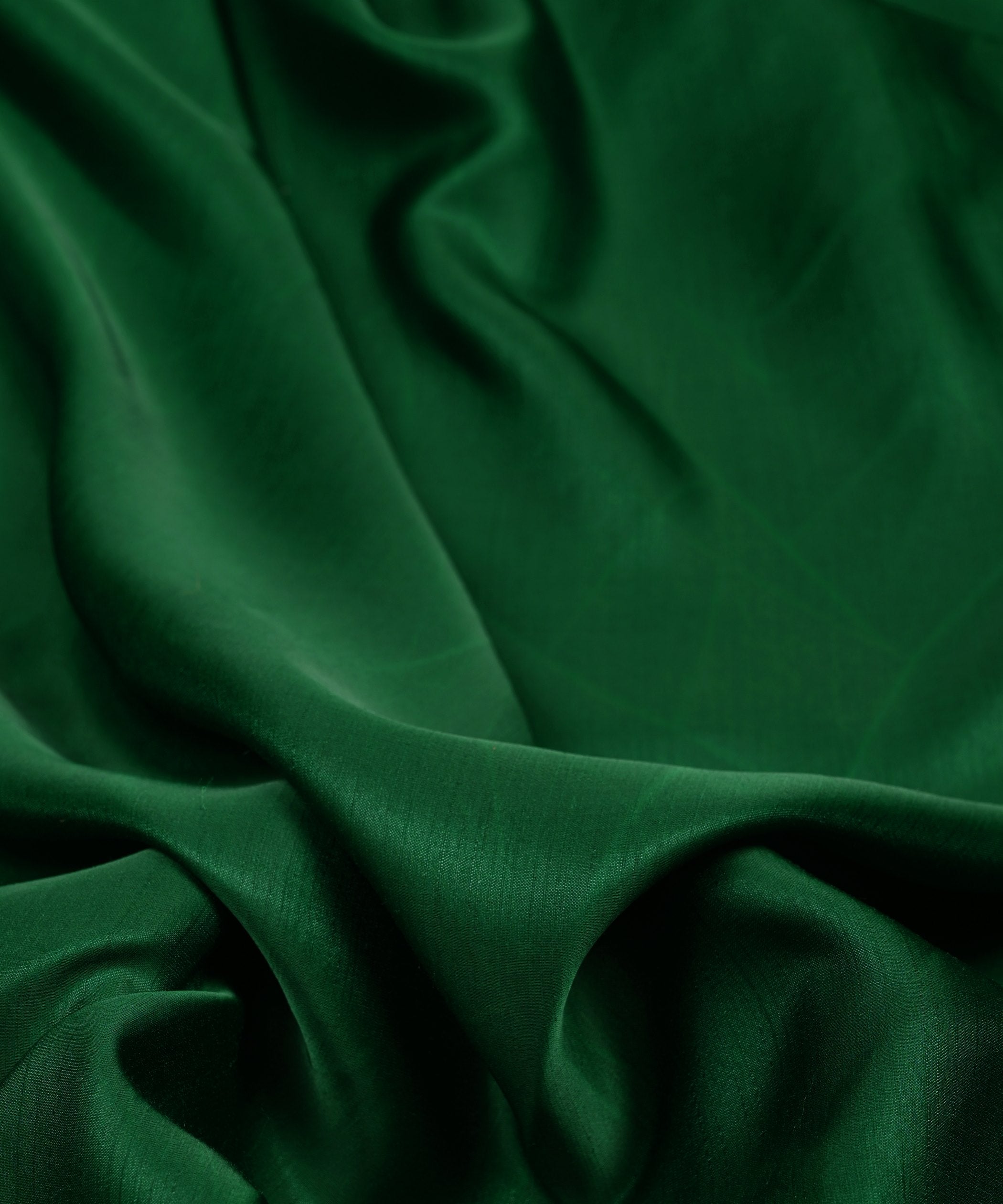 Dark Green Plain Satin Georgette Slub Fabric