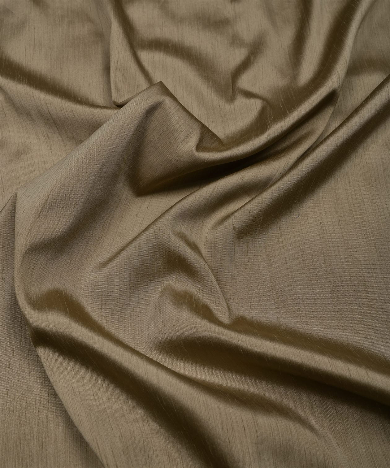 Dark Biege Plain Dyed Satin Slub Fabric